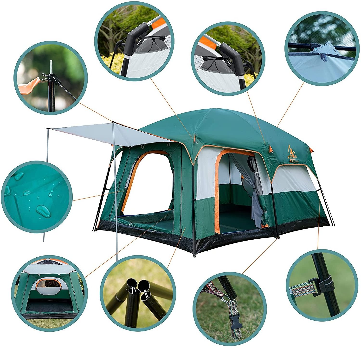 Outdoor Waterproof Automatic Glamping Large Luxury Family Tent 8-12 Persons Camping Tent for Sale