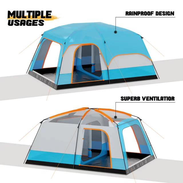 Cuckoo Two Room Camping Tent Waterproof Cheap 5-8 Person Outdoor Family Luxury Big Tent