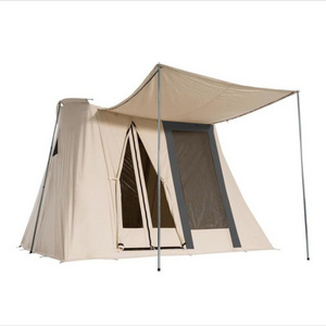 Outdoor Camping 4 Person Polyester Cotton Wall Tent Waterproof Sunshade Awning Cotton Canvas Tent