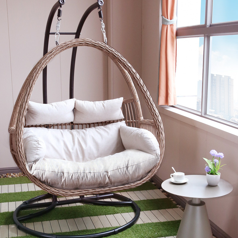 Rattan furniture Egg Chair For Garden Balcony Patio Outdoor Large Swing Chair Twin Basket Hanging Chair