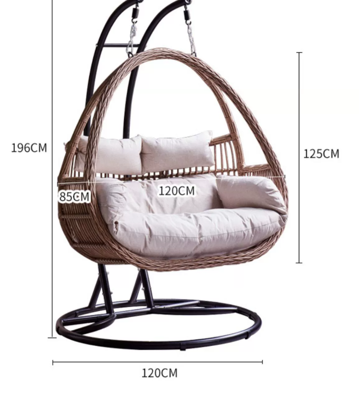 Rattan furniture Egg Chair For Garden Balcony Patio Outdoor Large Swing Chair Twin Basket Hanging Chair