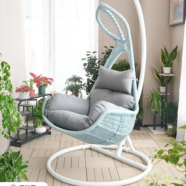 Comfortable Patio Garden Swings Chair With Cushions Outdoor Wicker Hanging Rattan Egg Chair Hammock