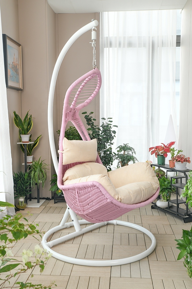 Comfortable Patio Garden Swings Chair With Cushions Outdoor Wicker Hanging Rattan Egg Chair Hammock