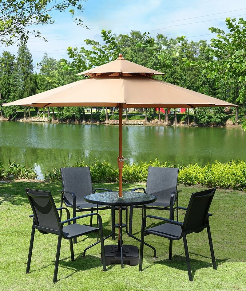 Umbrella Pole Parosol Sun Wood Hot Sale Outdoor Garden Patio Leisure Beach for Coffee Table 2.7M Outdoor Furniture Contemporary