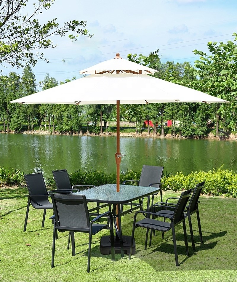 Umbrella Pole Parosol Sun Wood Hot Sale Outdoor Garden Patio Leisure Beach for Coffee Table 2.7M Outdoor Furniture Contemporary