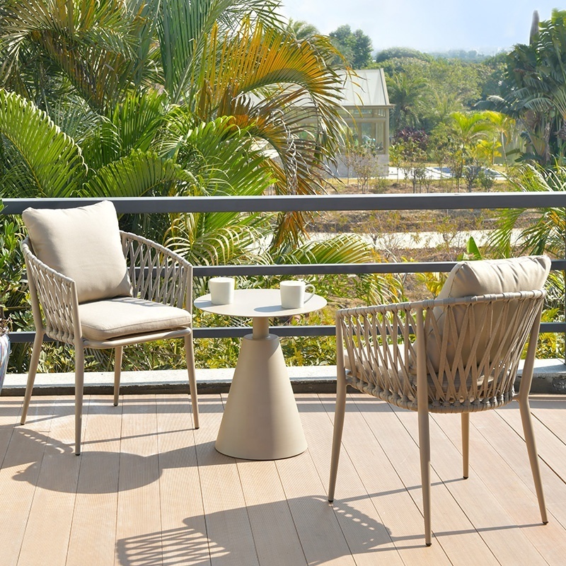 Outdoor Hotel Table and Chair Garden Casual Rattan Chairs Set Terrace Dining Table Chair Set Outdoor Furniture Modern Round