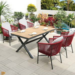 Outdoor Table and Chair Patio Wicker Chairs Simple Coffee Table 3 Pieces Dining Set Waterproof Polyester Outdoor Furniture