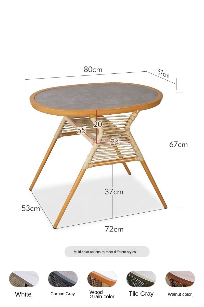 Paten Design Outdoor Garden Patio Wood Table and Chairs Modern PE Rattan Table Chair 3pieces Set