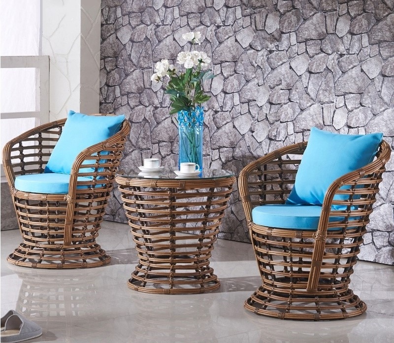 New Arrival Outdoor PE Rattan Garden Chairs Table Set Patio Leisure Table and Chair 3pieces Set