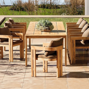 2024 Elegant Outdoor Teak Wood Chairs And Table Set Garden Mansion Armchair Waterproof Furniture