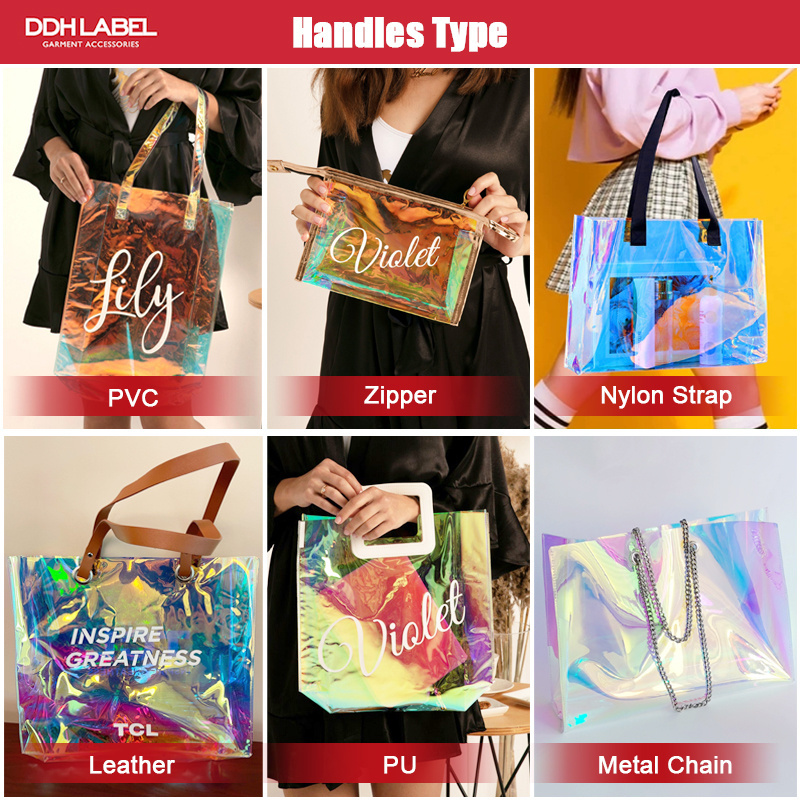 Promotion Transparent Hologram PVC Hand Bag Laser Holographic Tote Gift Bags