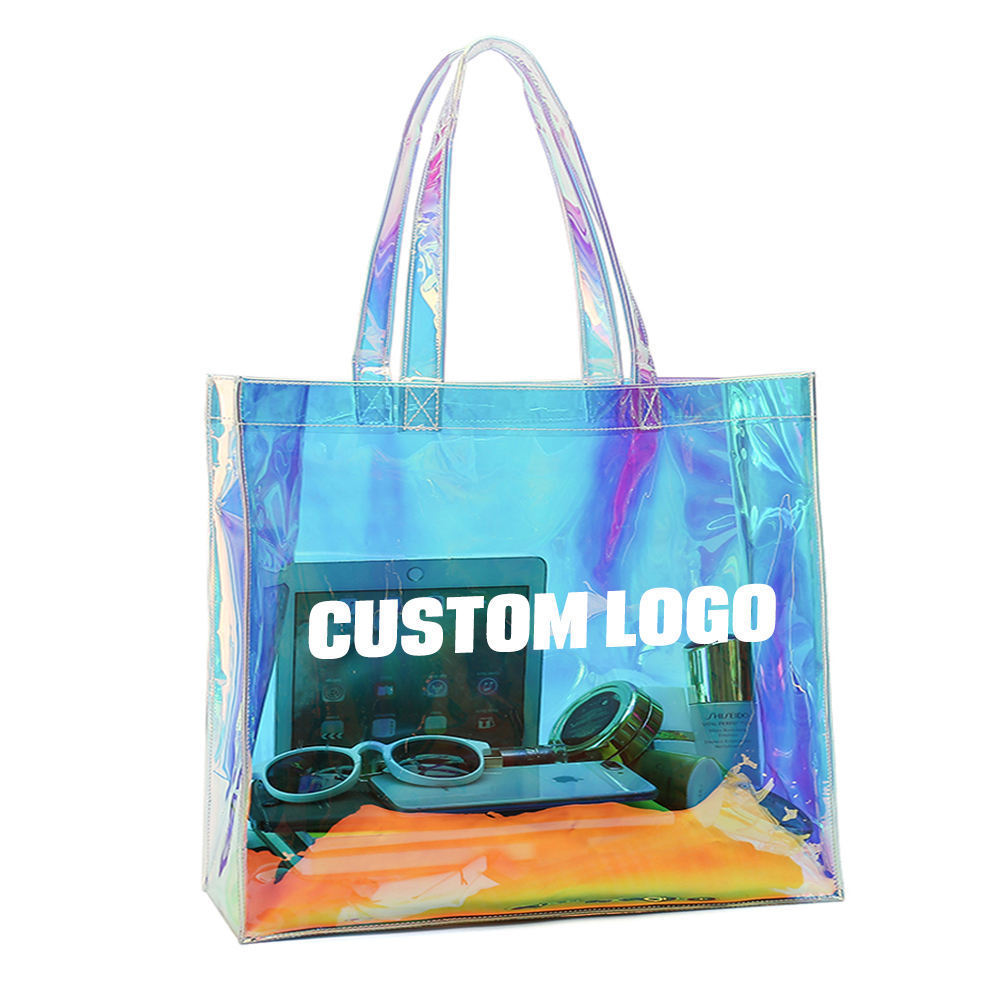 Promotion Transparent Hologram PVC Hand Bag Laser Holographic Tote Gift Bags