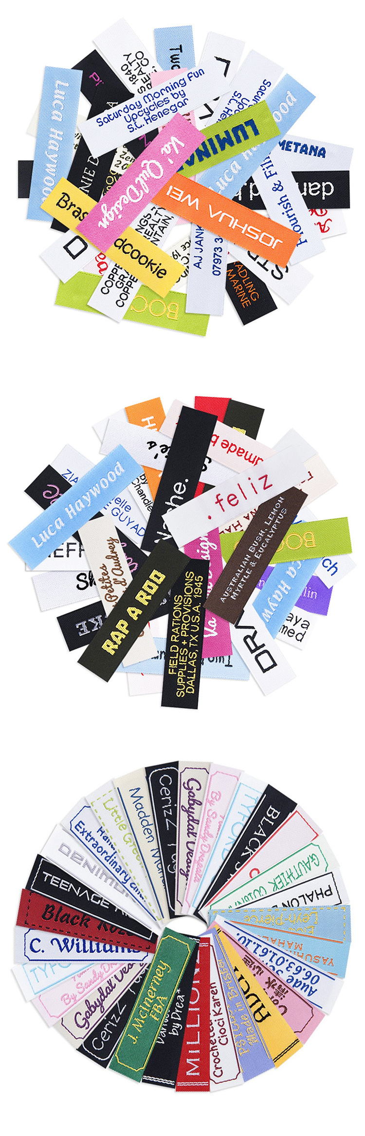 Customized Logo Clothes Garment Fabric Labels, Wholesale High Density Clothing Satin Woven Tag Custom Woven Labels*