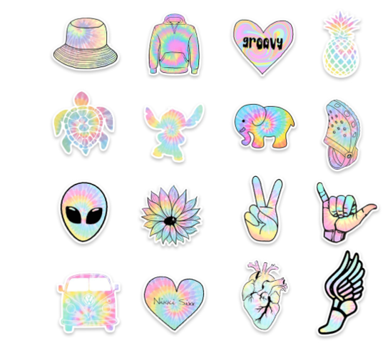 Factory Cute Tie Dye Name Brand Vinyl Sticker Personalized Die Cut Custom Logo Stickers