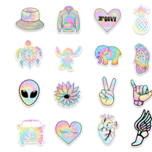 Factory Cute Tie Dye Name Brand Vinyl Sticker Personalized Die Cut Custom Logo Stickers