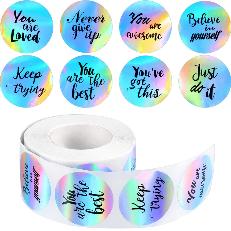 Custom Any Text Image Adhesive Printing Round Label Stickers, Circle Waterproof Vinyl Sticker Roll Private Label Logo Stickers.