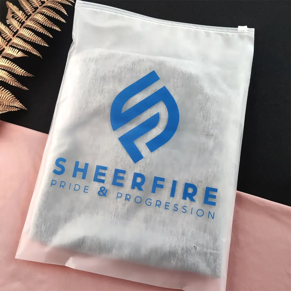 Custom Printed Logo T Shirt Plastic Zip Lock Bag Resealable Matte Frosted Zipper Bags for Clothing Packaging