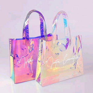 Promotion Transparent Hologram PVC Hand Bag Laser Holographic Tote Gift Bags