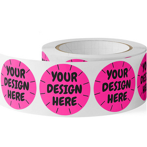 Custom Any Text Image Adhesive Printing Round Label Stickers, Circle Waterproof Vinyl Sticker Roll Private Label Logo Stickers.