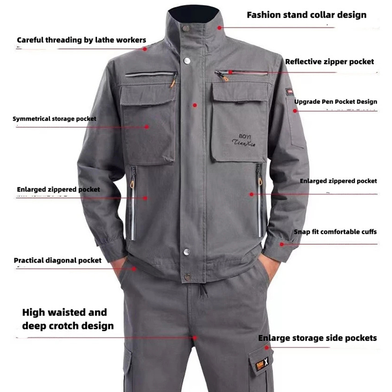 Factory men's mechanical workers work clothes work jackets long pants construction safety work clothes uniform sets