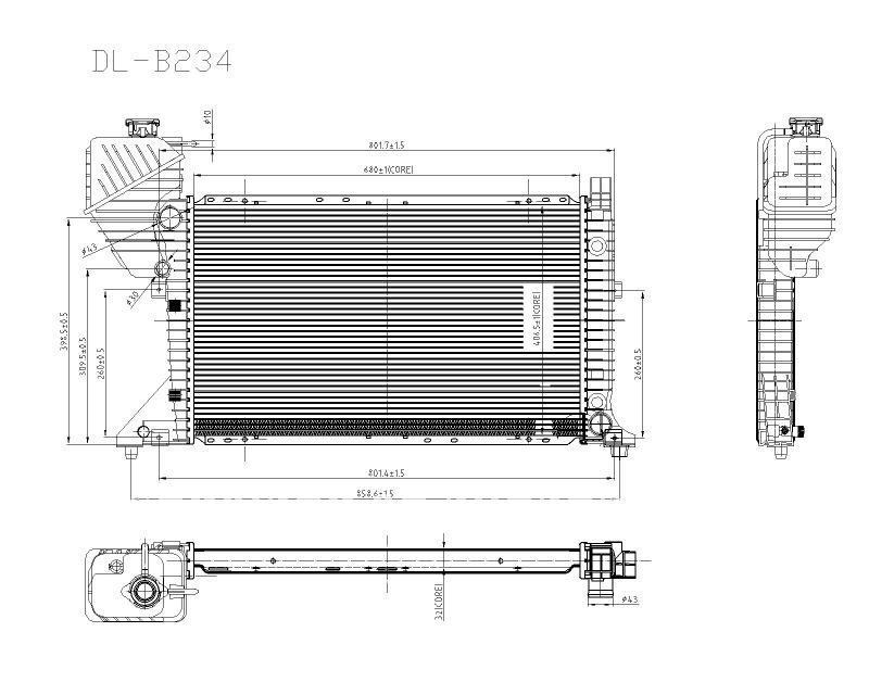 Auto radiator pa66-gf30 for MERCEDES SPRINTER W901-905 with OE 9015003500(DL-B234)