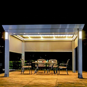 100% Waterproof  Roof Aluminium Louvered  Pergola Kits Garden Gazebo with Motor Roller Side Screen