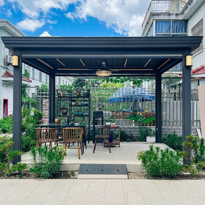 Modern custom  Motorized Garden Gazebo Waterproof Electric Opening Louver Roof aluminum Pergola And Tents With Led Light