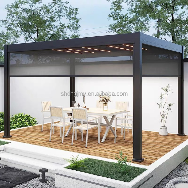 Modular Motorized Wall Mounted Bioclimatic Gazebo Arbours for Outdoor Room Space for New Home