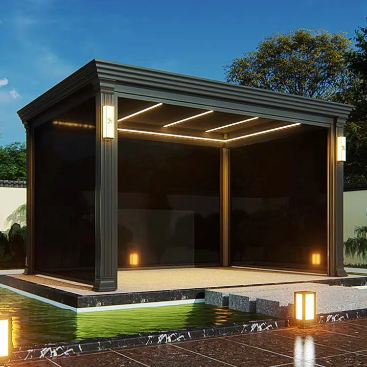 Outdoor Waterproof Aluminum Pergola Electric Opening Louver Roof System Arches Arbours Deck and Patio Cover