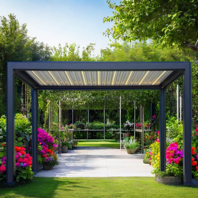 Outdoor Garden Motorized Bioclimatic Pergola Aluminium Louver and Electric Kits Wood Frame Aluminum Patio Roof Gazebo