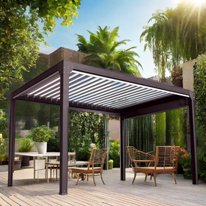 Modern Outdoor Aluminum Louvered Pergola Automatic Weather-Resistant Roof with LED/Fan/Wind Sensor/Heater/Roller Blinds Arches