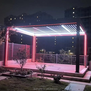 Luxury Remote Control Electric Louvre Roof Aluminum Pergola Automatic Opening Plastic Frame Waterproof Gazebo for Outdoor