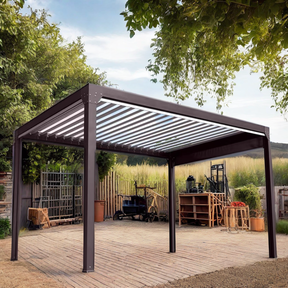 Waterproof Aluminium Pergola Kits Electric Louver Roof System Garden Gazebo Bioclimatic Outdoor Arches Arbours Pergolas Bridge