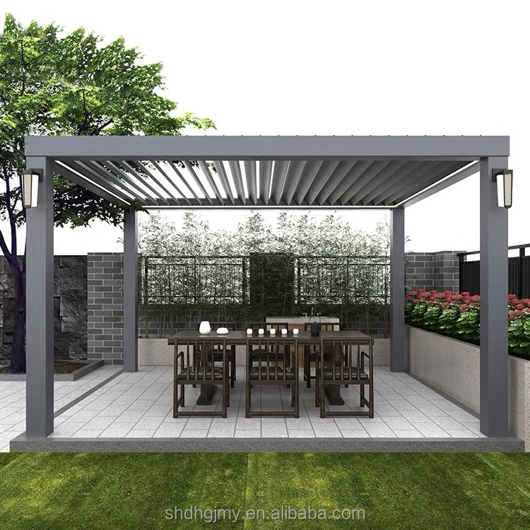 Waterproof Aluminium Pergola Kits Electric Louver Roof System Garden Gazebo Bioclimatic Outdoor Arches Arbours Pergolas Bridge