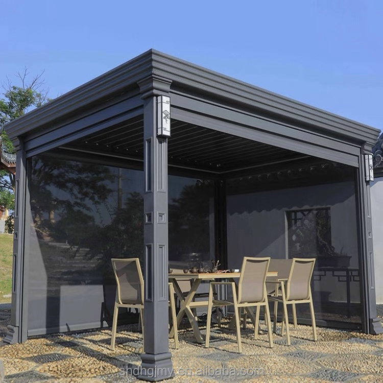 Motorized Electric Bioclimatic Louvered Arches Aluminum Outdoor Gazebos with Opening and Closing House Roof Pergola