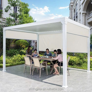 Customizable Outdoor Gazebo with Adjustable Motorized Bioclimatic Aluminum Pergola Waterproof Louvered Roof Powder Coated Frame