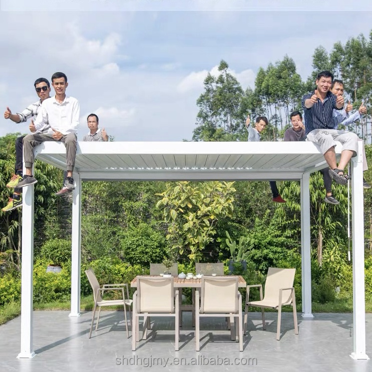 Customizable Outdoor Gazebo with Adjustable Motorized Bioclimatic Aluminum Pergola Waterproof Louvered Roof Powder Coated Frame