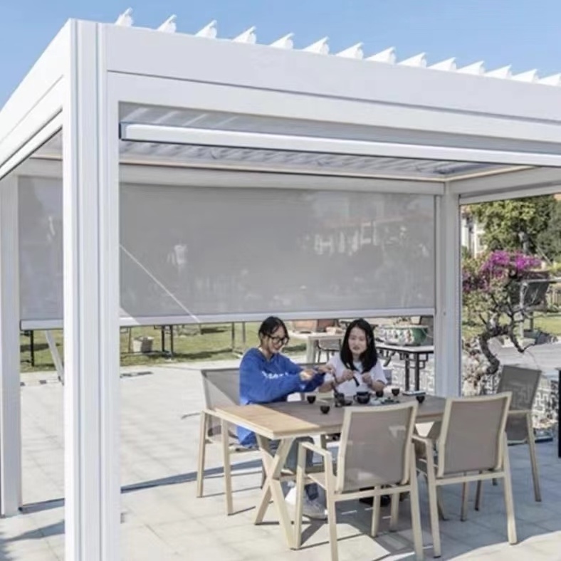 Outdoor garden Villa terrace 100% waterproof shade aluminum alloy louvered pavilion pergola