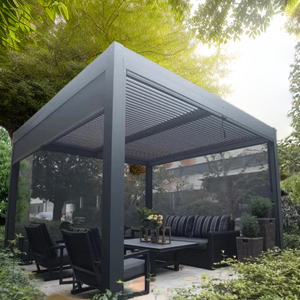 Outdoor Automatic Electric Pergola Kit Aluminum Gazebo with Garden Arbour Bridge Arches