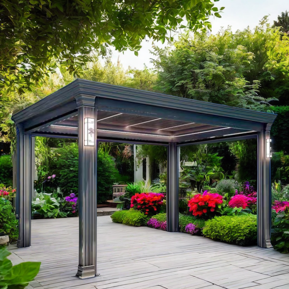 Modern Design Bioclimatique Aluminium Louvre Pergola Waterproof Motorized Gazebo for Outdoor Pergola Arch Arbour & Bridge