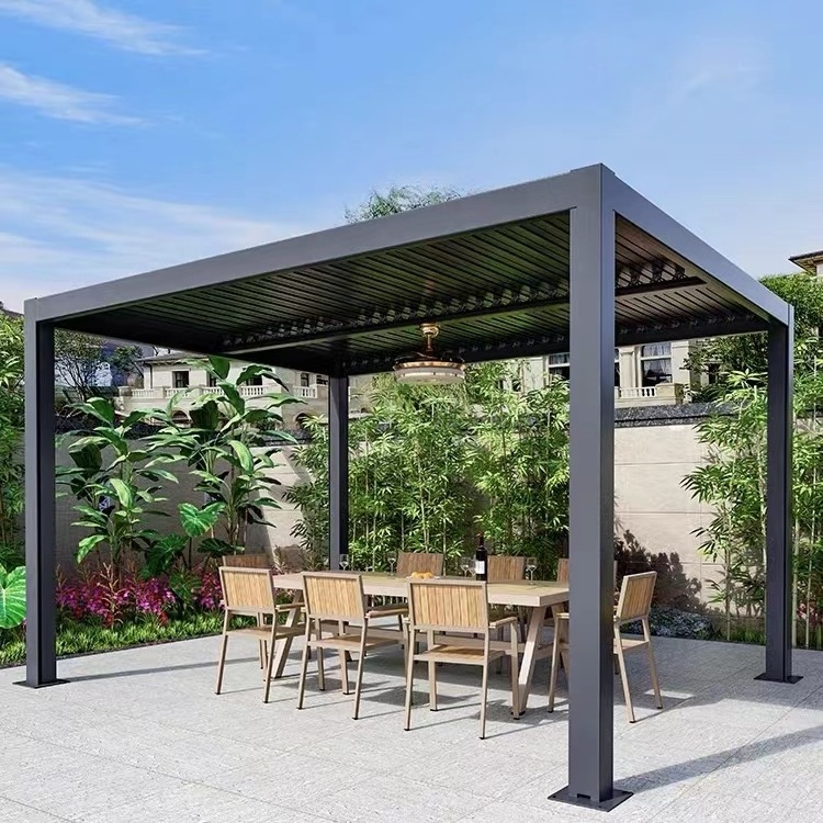 Outdoor garden Villa terrace 100% waterproof shade aluminum alloy louvered pavilion pergola