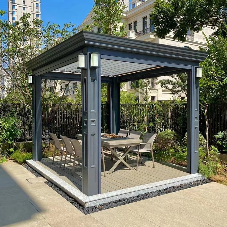 Modern Automatic Patio Gazebo Outdoor Arches  Aluminium Pergola Opening motorized Louvred Roof