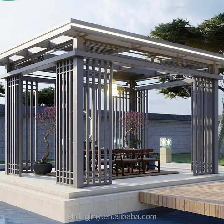 Waterproof Bioclimatic Pergola Gardens Motorized Aluminium Roof Adjustable Louvers Gazebo Canopy Outdoor Use Techos para patios