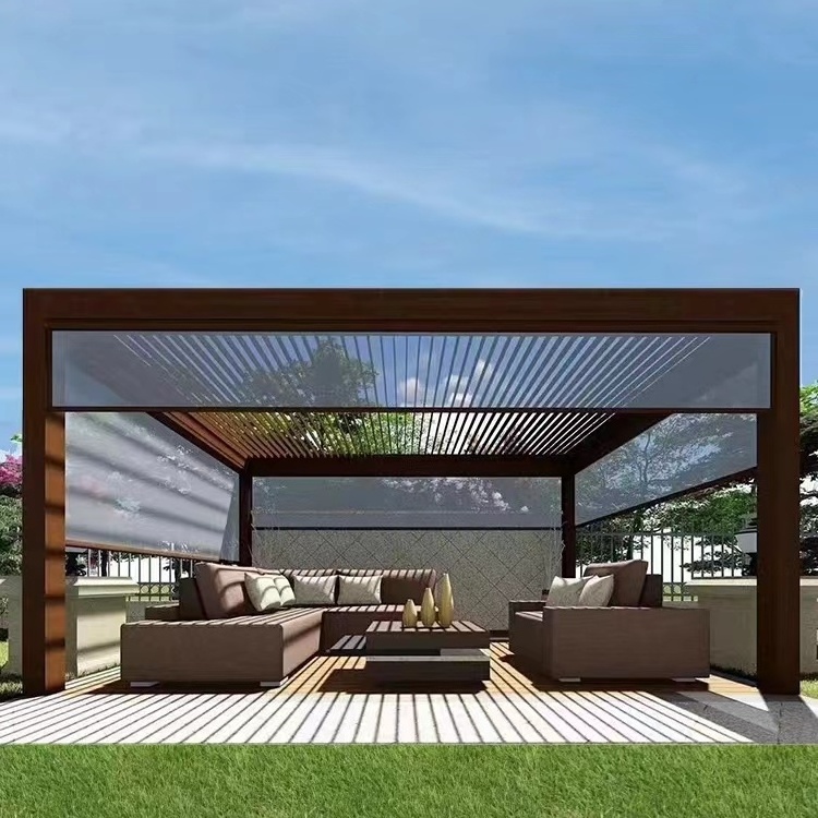 Outdoor garden Villa terrace 100% waterproof shade aluminum alloy louvered pavilion pergola