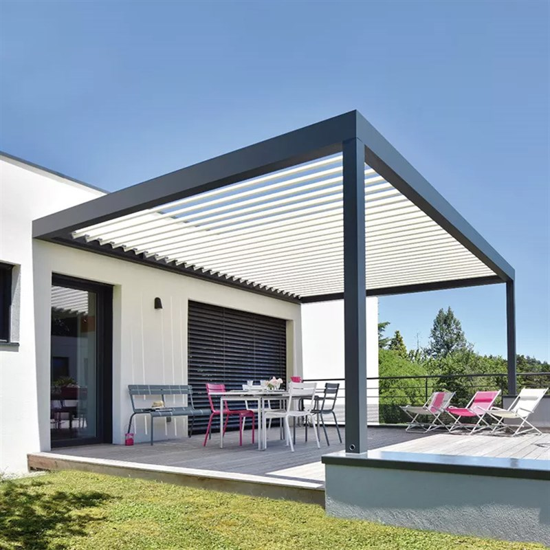 100% Waterproof Motorized Louvered Roof Aluminium Gazebo Pergola Arbour for Outdoor Room Space Leisure Garden Aluminum Parts