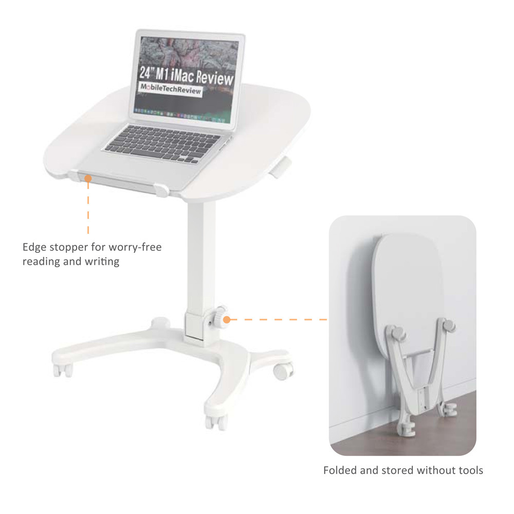 Wheels and tabletop foldable Mobile Desk Sit-to-Stand Desk Height Adjustable