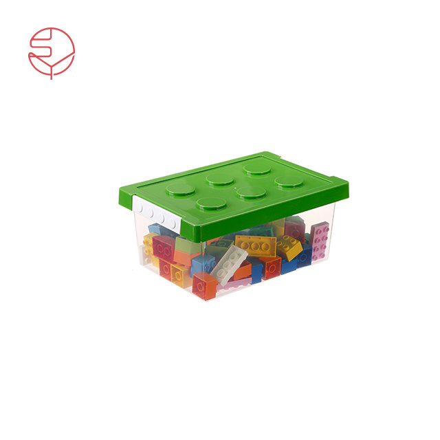 SHIMOYAMA Plastic Bricks Storage Box Children Baby Bath Toy Bricks Organizer With Green Lid