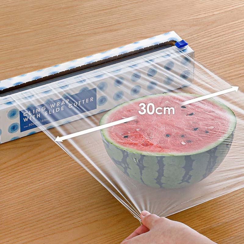 SHIMOYAMA Food Grade Cling Film Dispenser with Slide Cutter Keeping Food Fresh Plastic Wrap Dispenser with Cutter