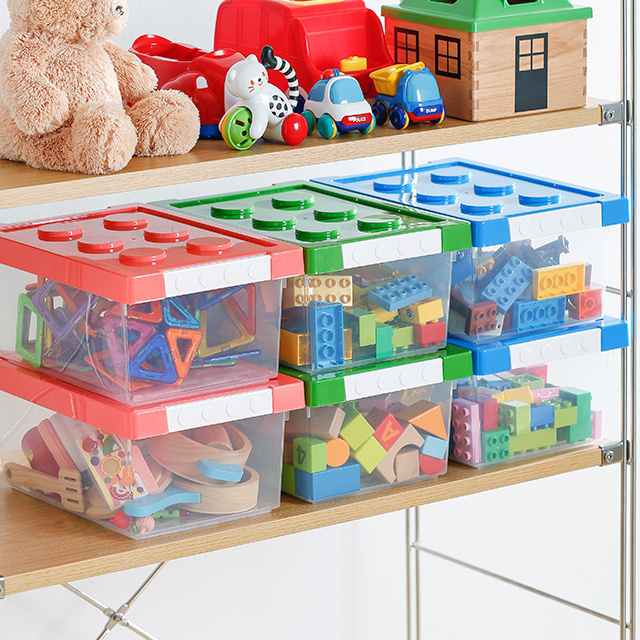 SHIMOYAMA Mulit Size Home Toy Doll Organizer Multi Colour Stackable Plastic Storage Box Toy Container