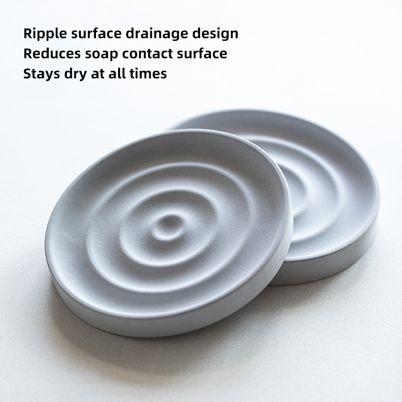 SHIMOYAMA Home Bathroom Novelty Quickly Dry Round Diatomaceous Earth Soap Non-slip Draining Dish Tray Holder Diatomite Soap Dish